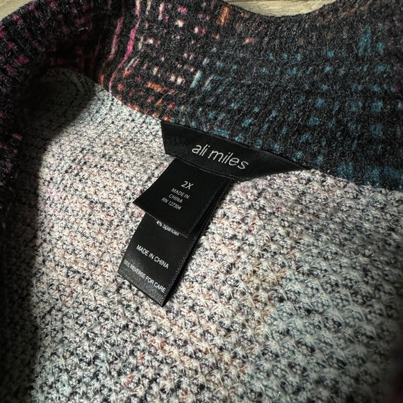 Ali Miles Abstract Peplum Wired Collar Brushed Knit Jacket Artsy Size 2X - Picture 6 of 8